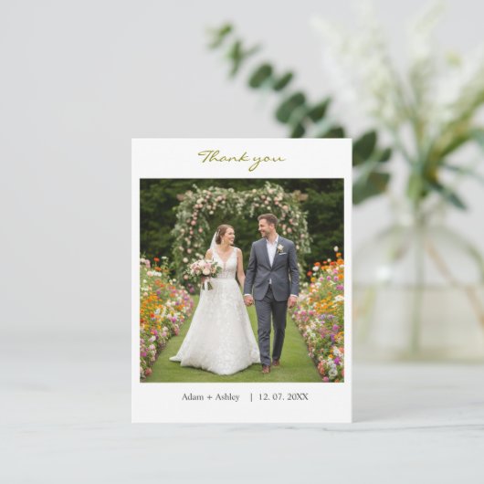 モダンの結婚シンプル写真カスタムDIYありがとう サンキューカード (スタンド正面)