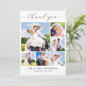 モダンの結婚シンプル写真パーソナライズされたコラージュ サンキューカード (スタンド正面)