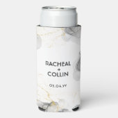 モダンの結婚テンプレート白黒シンプル スリム缶クーラー (Seltzer裏面)