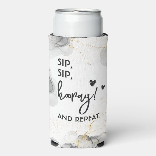 モダンの結婚テンプレート白黒シンプル スリム缶クーラー (Seltzer正面)