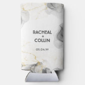 モダンの結婚テンプレート白黒シンプル スリム缶クーラー (裏面)