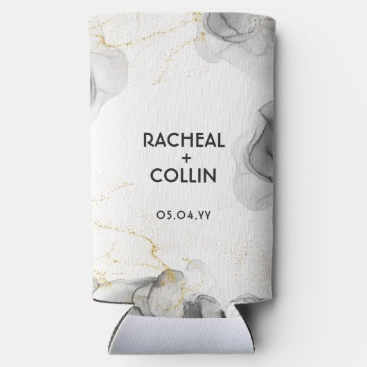 モダンの結婚テンプレート白黒シンプル スリム缶クーラー (裏面)