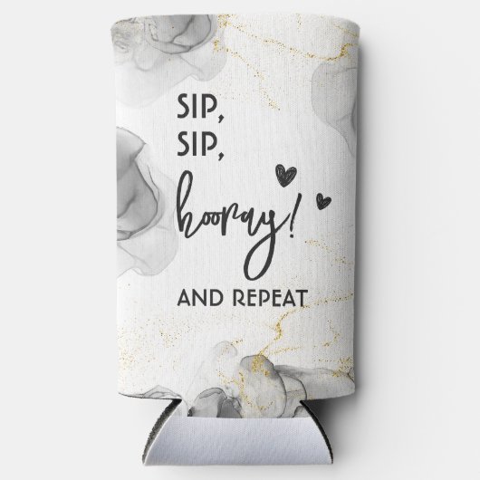 モダンの結婚テンプレート白黒シンプル スリム缶クーラー (正面)