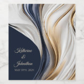 モダンの結婚テーブル・デコ・ブルー・ホワイトと金ゴールド ワインラベル (シングルラベル)