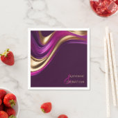 モダンの結婚テーブルDecor-Purple明るい赤紫色と金ゴールド スタンダードカクテルナプキン (インサイチュ)