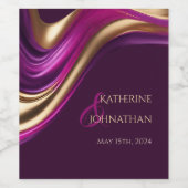 モダンの結婚テーブルDecor-Purple明るい赤紫色と金ゴールド ワインラベル (シングルラベル)