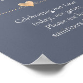 モダンの結婚ハート衛生化駅ネイビーブルー ポスター (角)