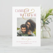 モダンの結婚バラピンク金ゴールドありがとう写真インヴィ 招待状 (スタンド正面)