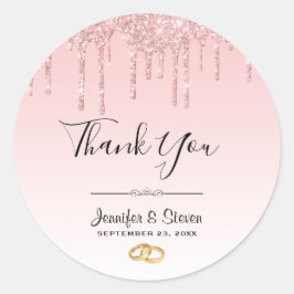 モダンの結婚ピンクのグリッタードリップス ラウンドシール