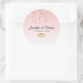 モダンの結婚ピンクのグリッター ラウンドシール (バッグ)