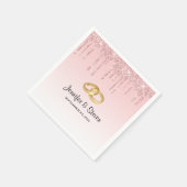 モダンの結婚ピンクドリップグリッター スタンダードカクテルナプキン (角)
