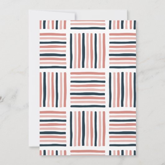 モダンの結婚ピンク色トレンディーストライプの 招待状 (裏面)