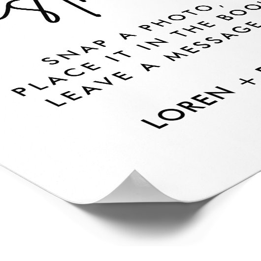 モダンの結婚フォトゲストブックサイン ポスター (角)