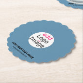 モダンの結婚プロモカスタマイズ可能なダスティブルー ペーパーコースター (アングル)