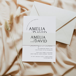 モダンの結婚ベリーバンド新郎新婦の名前 招待状ベリーバンド