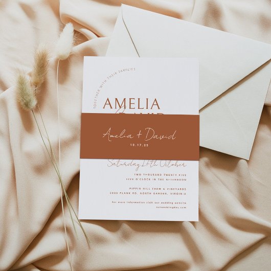 モダンの結婚ベリーバンド新郎新婦の名前 招待状ベリーバンド