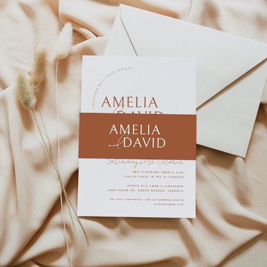 モダンの結婚ベリーバンド新郎新婦の名前 招待状ベリーバンド