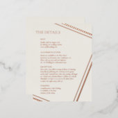 モダンの結婚ホイ実在ル詳細カード 箔招待状ポストカード (正面/裏面)