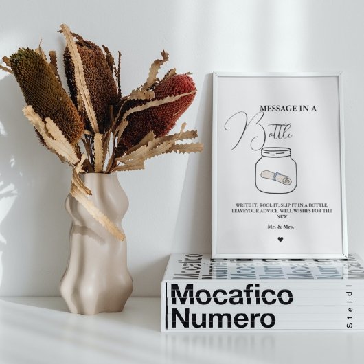 モダンの結婚ボトルゲストブックの署名のメッセージ ポスター