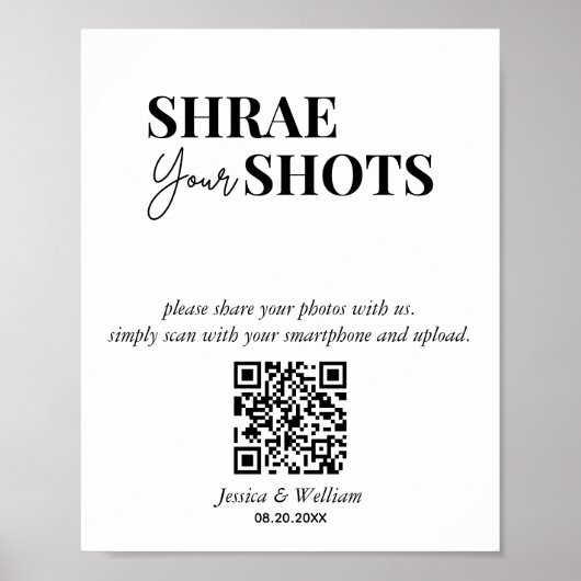 モダンの結婚共有ショットQrコード記号 ポスター (正面)