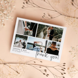 モダンの結婚写真コラージュ サンキューカード