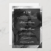 モダンの結婚写真招待状 |黒いオーバーレイ 招待状 (正面/裏面)
