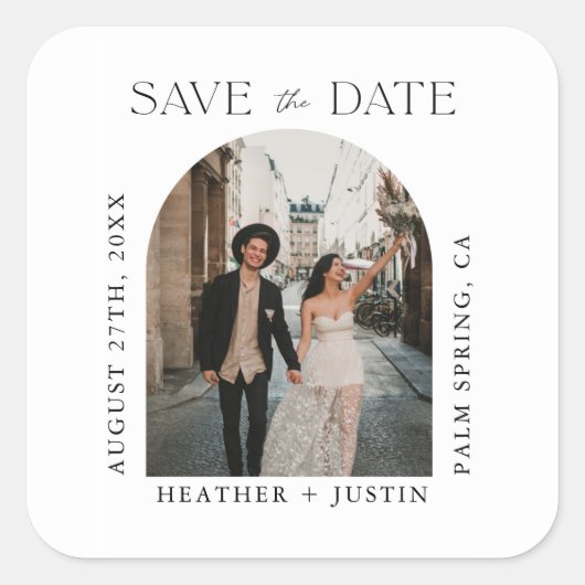 モダンの結婚写真日付の保存 スクエアシール (正面)