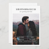 モダンの結婚写真日付の保存 招待状 (正面/裏面)