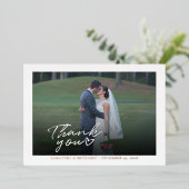 モダンの結婚写真Thank You Scriptバラ金ゴールド 箔招待状 (立ち正面)