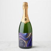 モダンの結婚卓上の金ゴールド スパークリングワインラベル (正面)