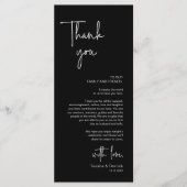 モダンの結婚場所設定ディナーサンキューカード プログラム (正面)
