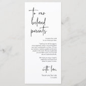 モダンの結婚場所設定ディナーサンキューカード プログラム (正面)