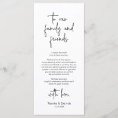 モダンの結婚場所設定ディナーサンキューカード プログラム (正面)