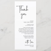 モダンの結婚場所設定ディナーサンキューカード プログラム (正面)