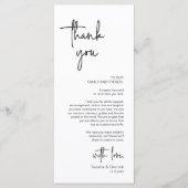 モダンの結婚場所設定ディナーサンキューカード プログラム (正面)