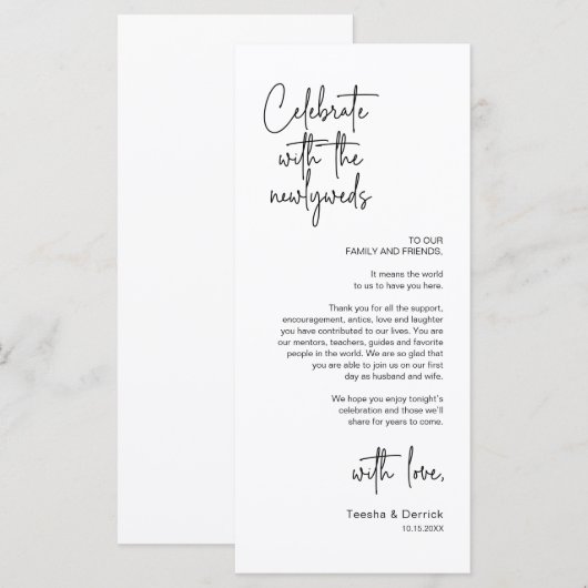 モダンの結婚場所設定ディナーサンキューカード プログラム (正面/裏面)