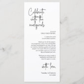 モダンの結婚場所設定ディナーサンキューカード プログラム (正面)