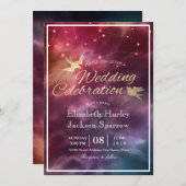 モダンの結婚夜星の空銀河系星座 招待状 (正面/裏面)