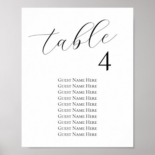 モダンの結婚座席表のサイズ ポスター (正面)