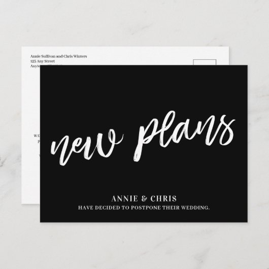 モダンの結婚延期新計画はがき 案内ポストカード (正面/裏面)