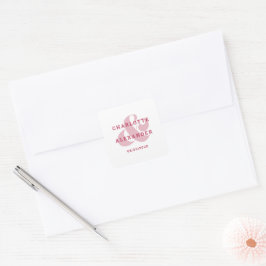 モダンの結婚新郎新婦アンパサンド・マゼンタレッド スクエアシール