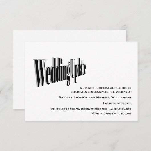 モダンの結婚更新 – 延期 セーブザデート (正面/裏面)