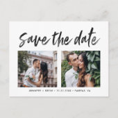 モダンの結婚正方形の写真の日付を保存 案内ポストカード (正面)