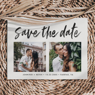 モダンの結婚正方形の写真の日付を保存 案内ポストカード
