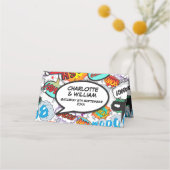 モダンの結婚漫画書 プレイスカード (裏面)