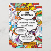 モダンの結婚漫画書 招待状 (正面/裏面)