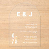 モダンの結婚白文字アクリル招待状 アクリル招待状 (正面)