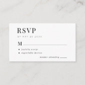 モダンの結婚白黒予算RSVP エンクロージャーカード (正面)