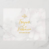 モダンの結婚箔招待状はがき 箔招待状ポストカード (正面)