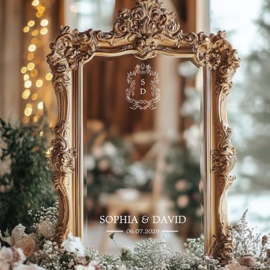 モダンの結婚鏡カスタムイニシャルデカール ウィンドウサイン